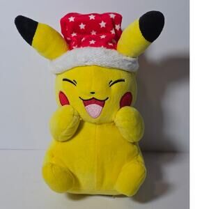 Pokemon Christmas Pikachu with Santa Hat 8" Collectible Plush